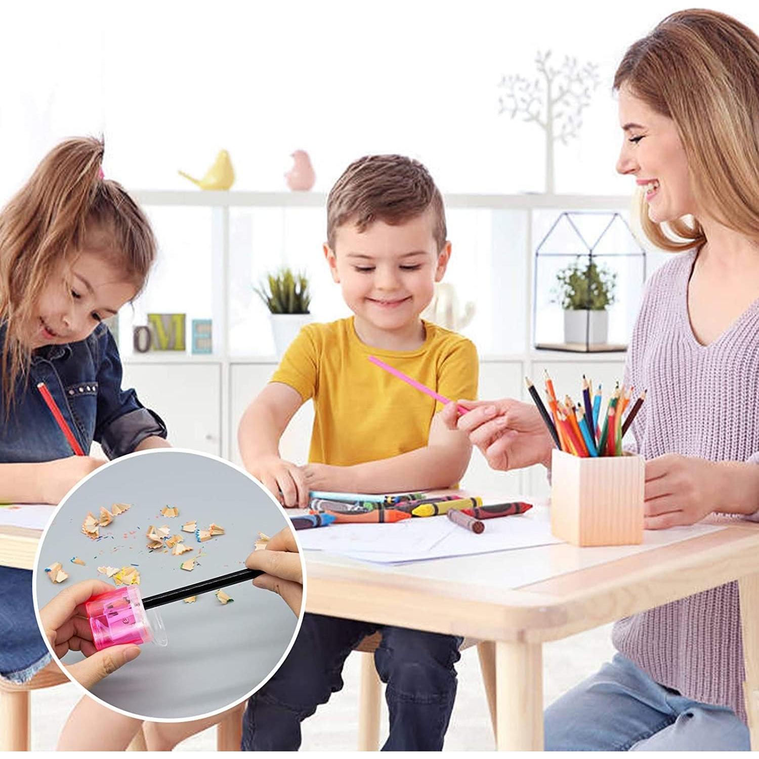 Sacapuntas Manual KIDMEN 24 Pcs 2 Agujeros para Niños