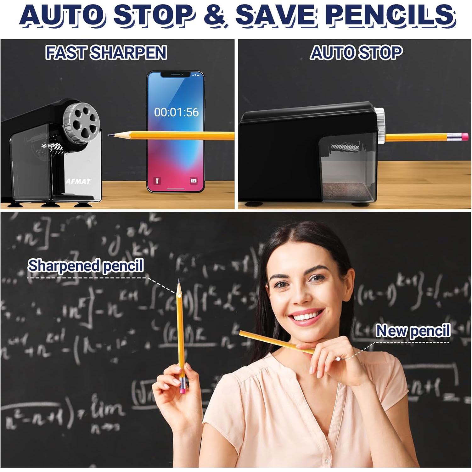 Sacapuntas Eléctrico AFMAT Pesado 6 Agujeros 0.77kg Negro