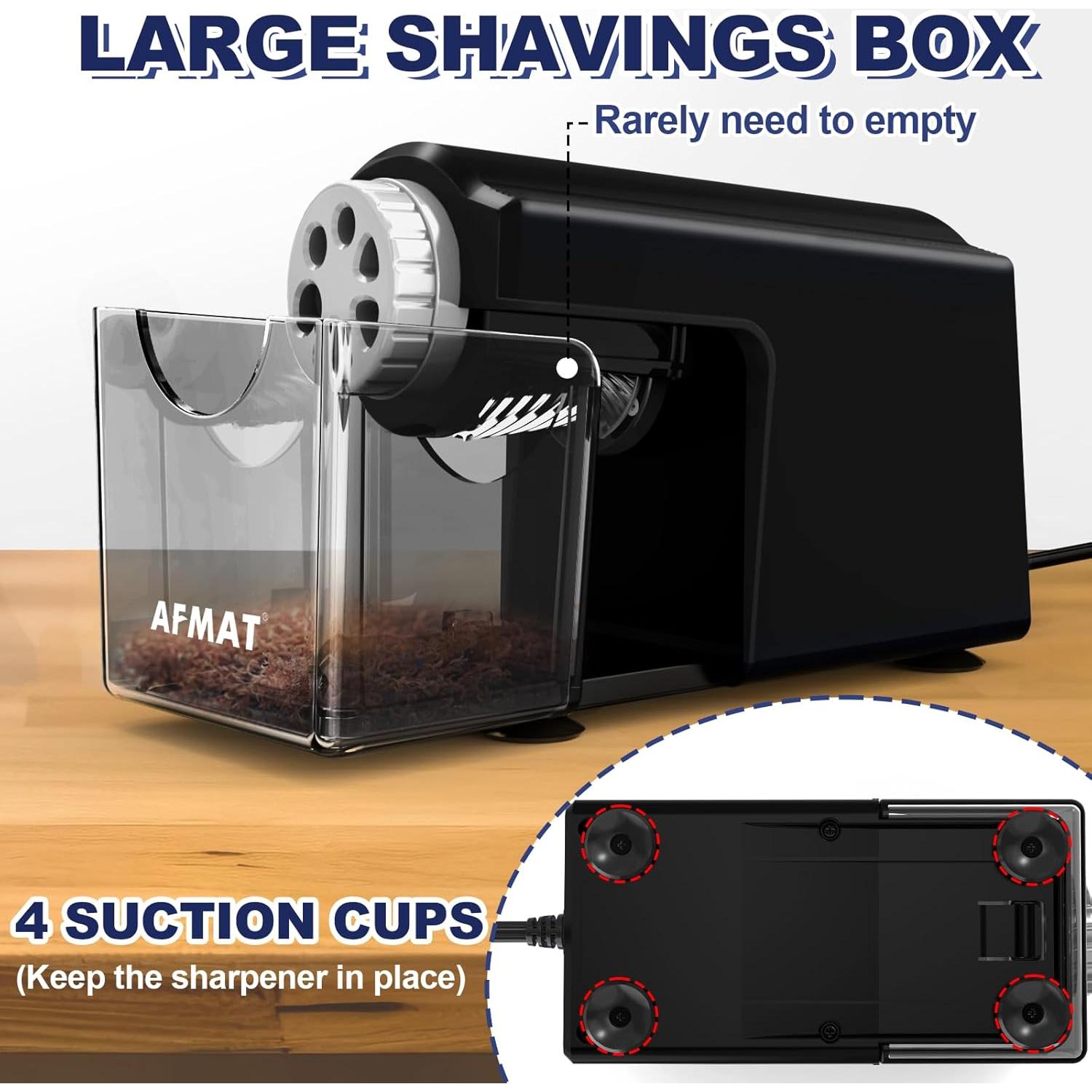 Sacapuntas Eléctrico AFMAT Pesado 6 Agujeros 0.77kg Negro