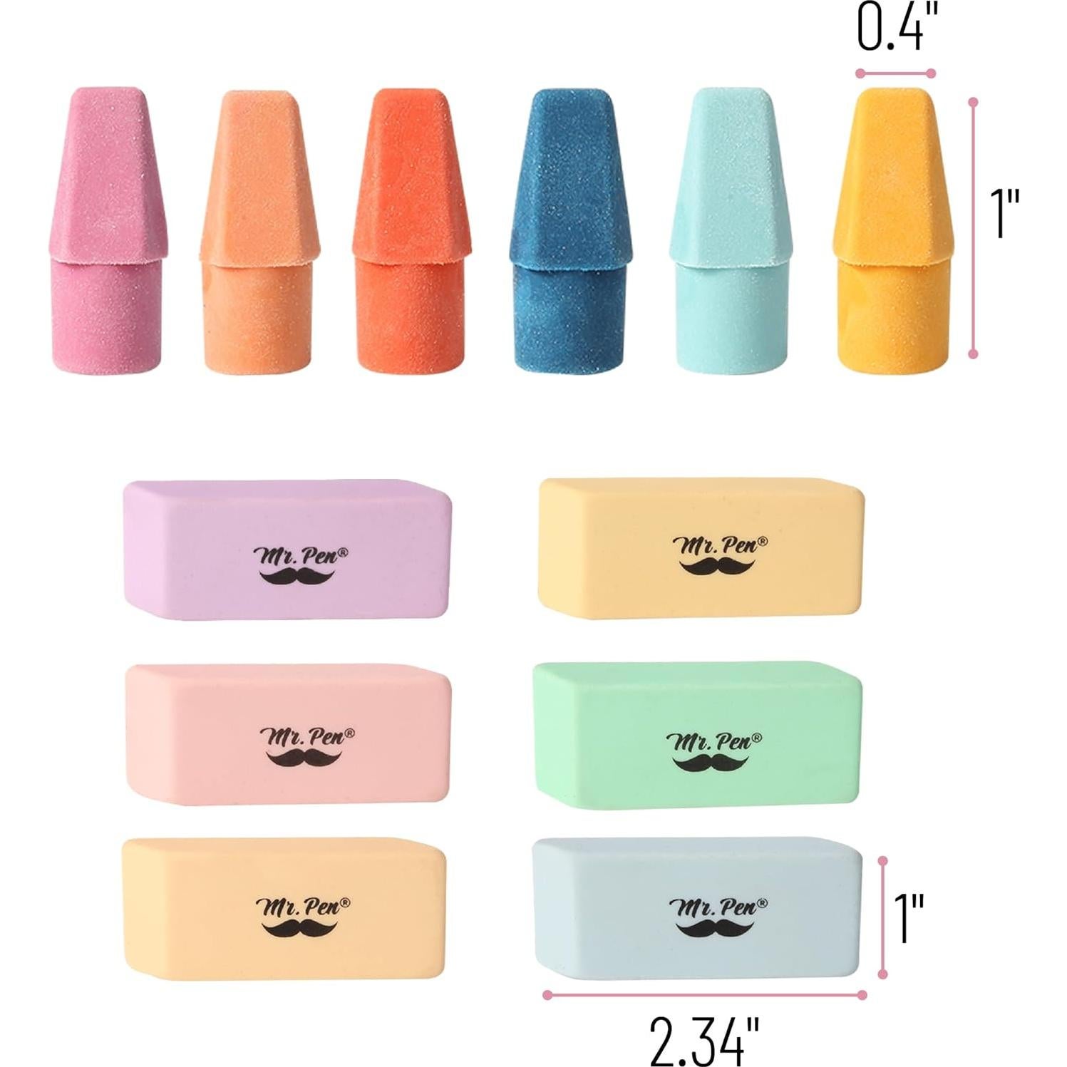 Juego de Borradores de Lápiz Mr. Pen 66 Piezas Colores Pastel