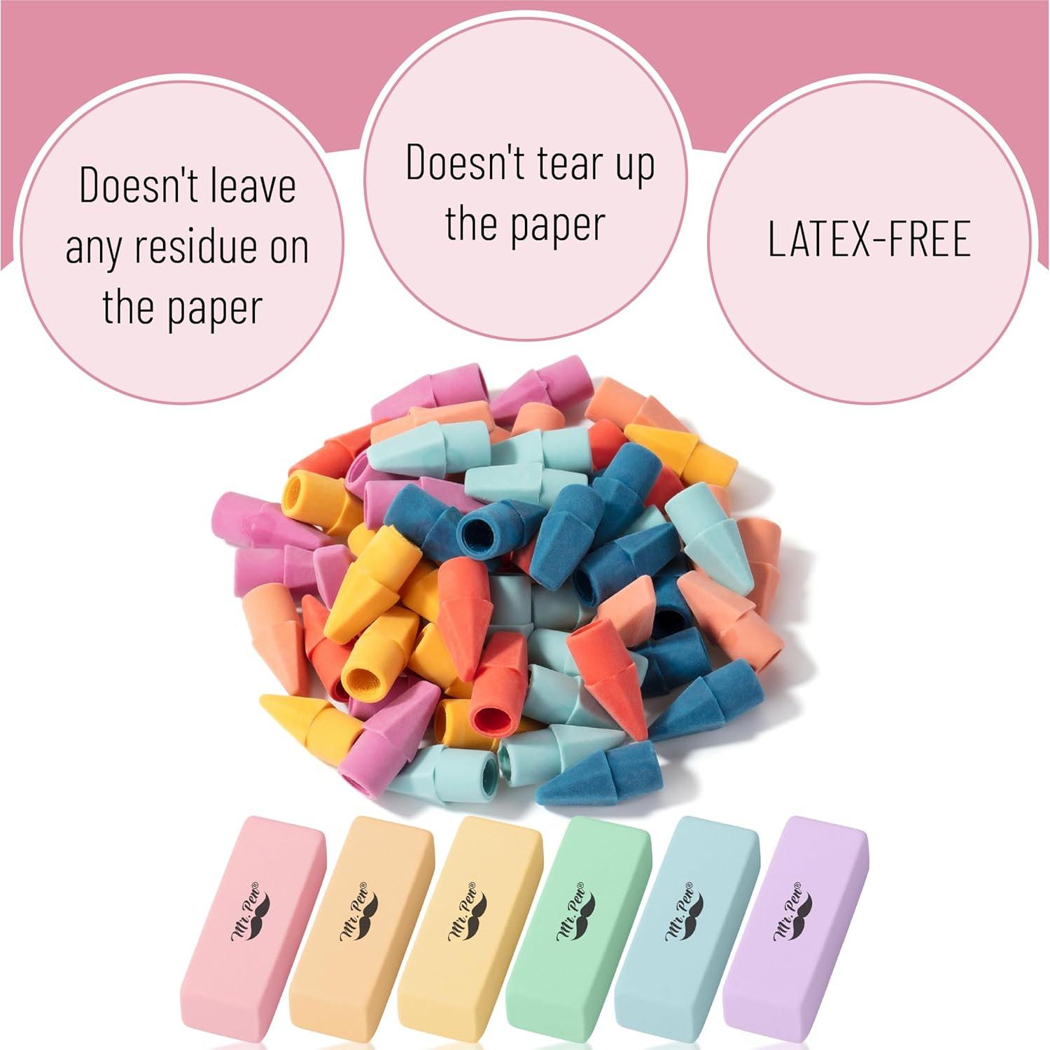 Juego de Borradores de Lápiz Mr. Pen 66 Piezas Colores Pastel