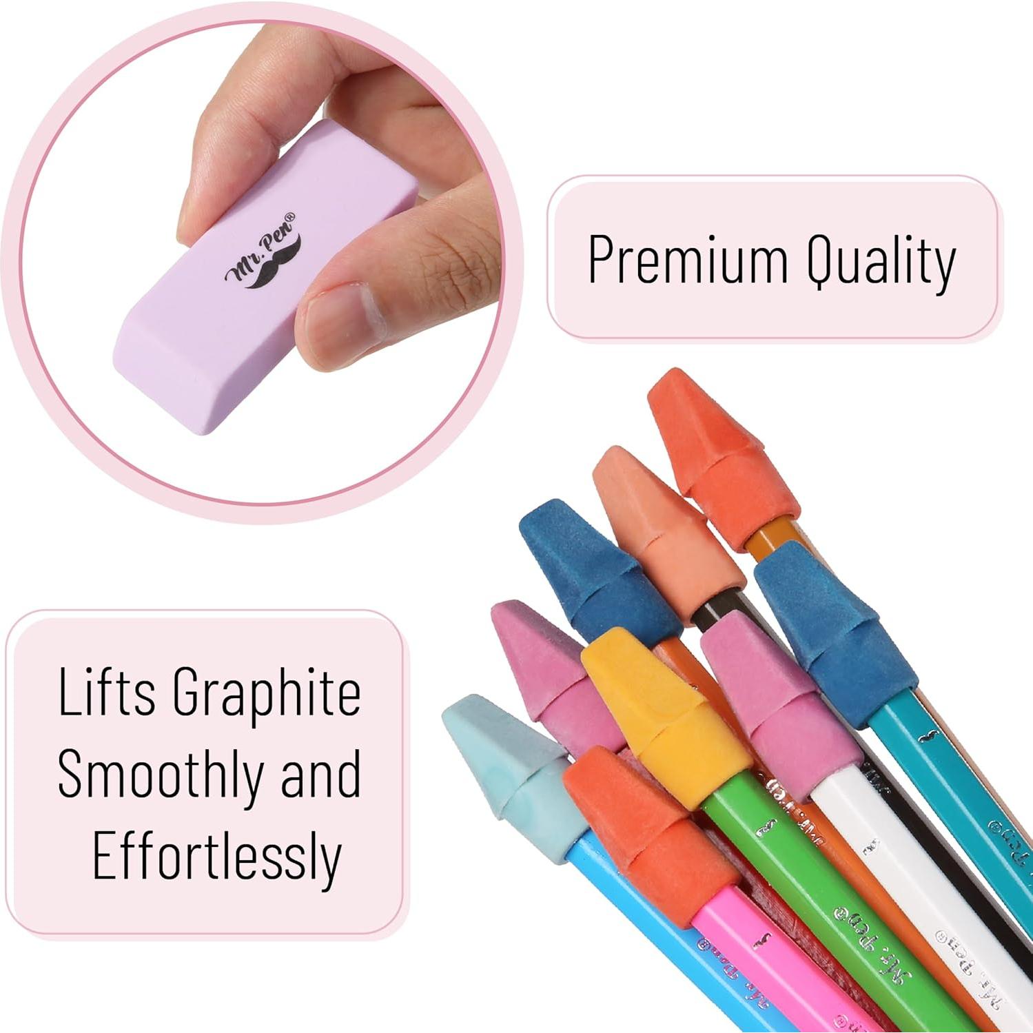 Juego de Borradores de Lápiz Mr. Pen 66 Piezas Colores Pastel