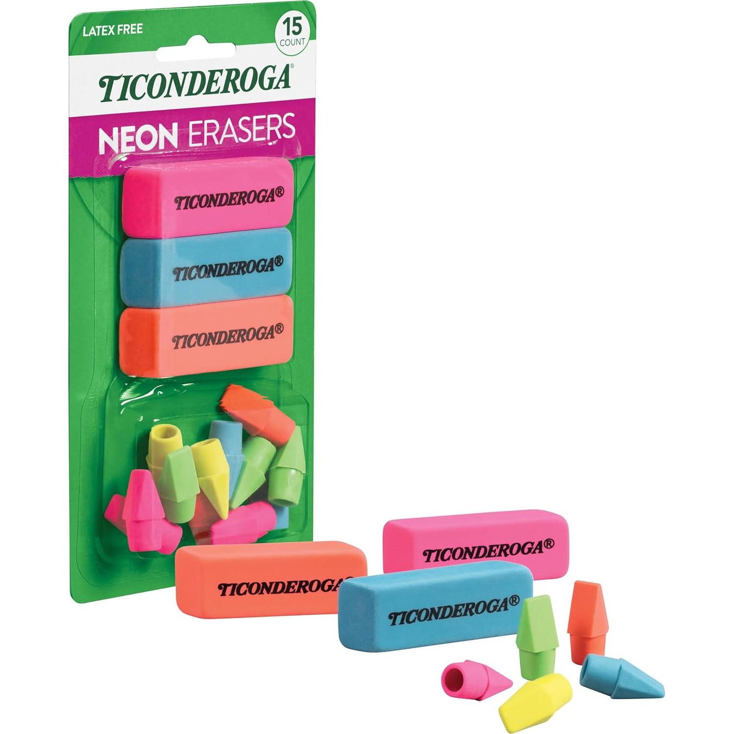 Gomas de Borrar Ticonderoga Multicolor - Paquete de 15 Unidades