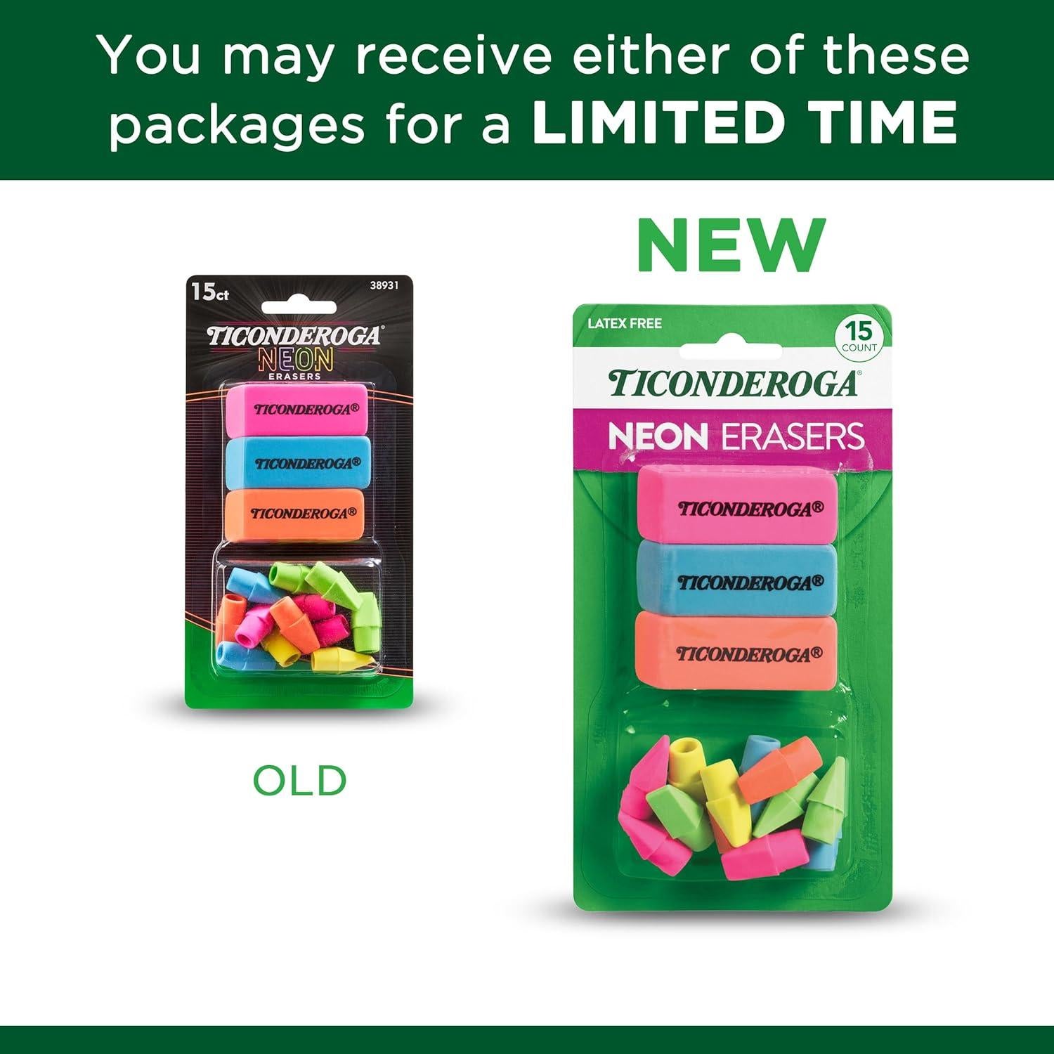 Gomas de Borrar Ticonderoga Multicolor - Paquete de 15 Unidades