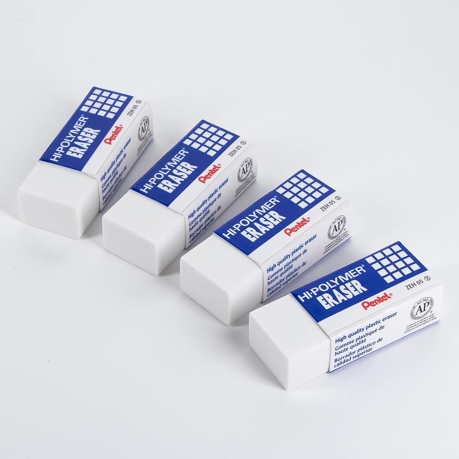 Borrador de Bloque Pentel Hi-Polymer Blanco - Paquete de 4