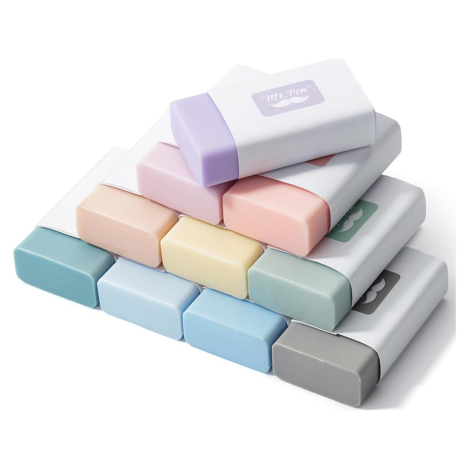 Gomas de Borrar Mr. Pen 10 Paquete Caucho Morandi Apagado