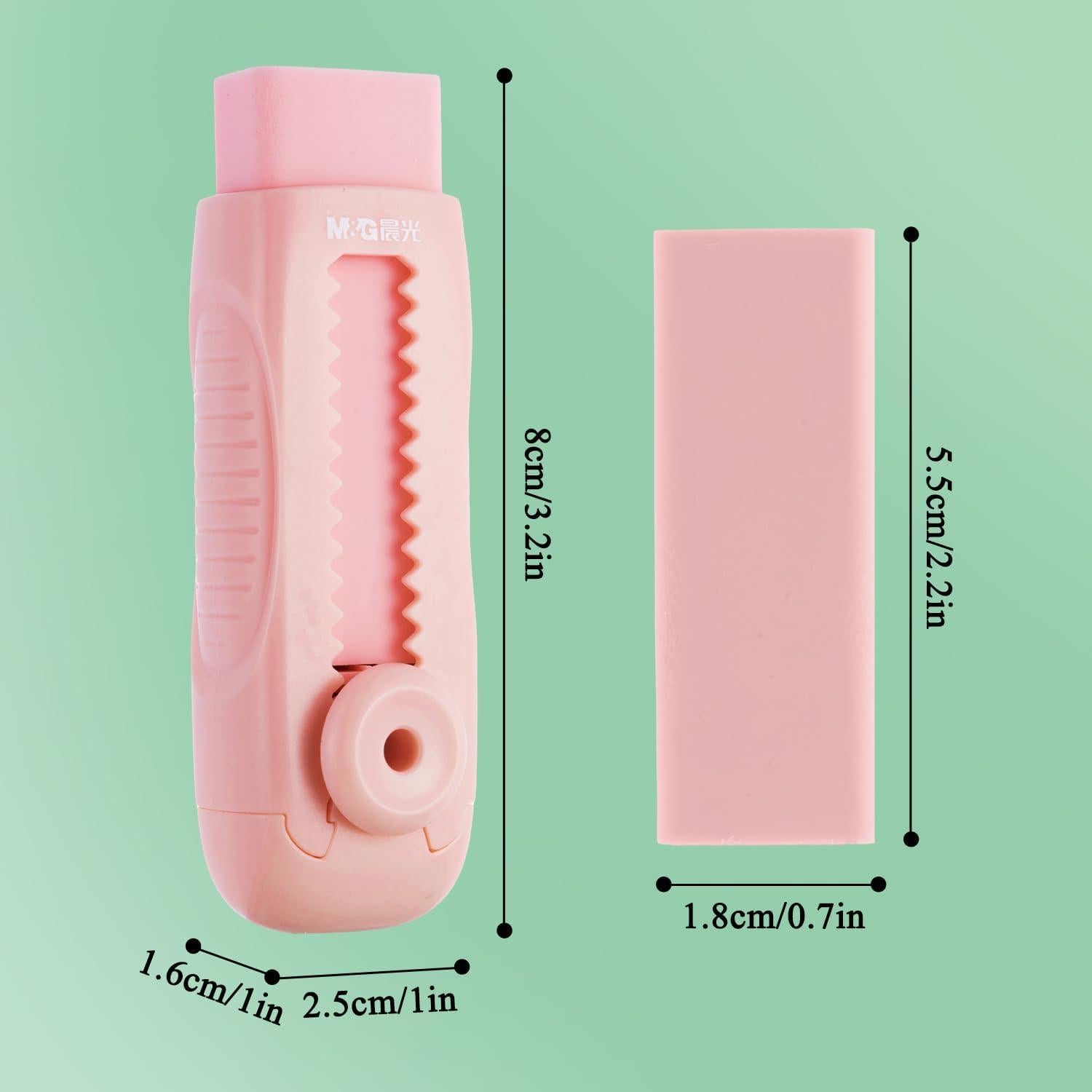 M&G Gomas de Borrar Retráctiles Rosa - Paquete 4+1, PVC