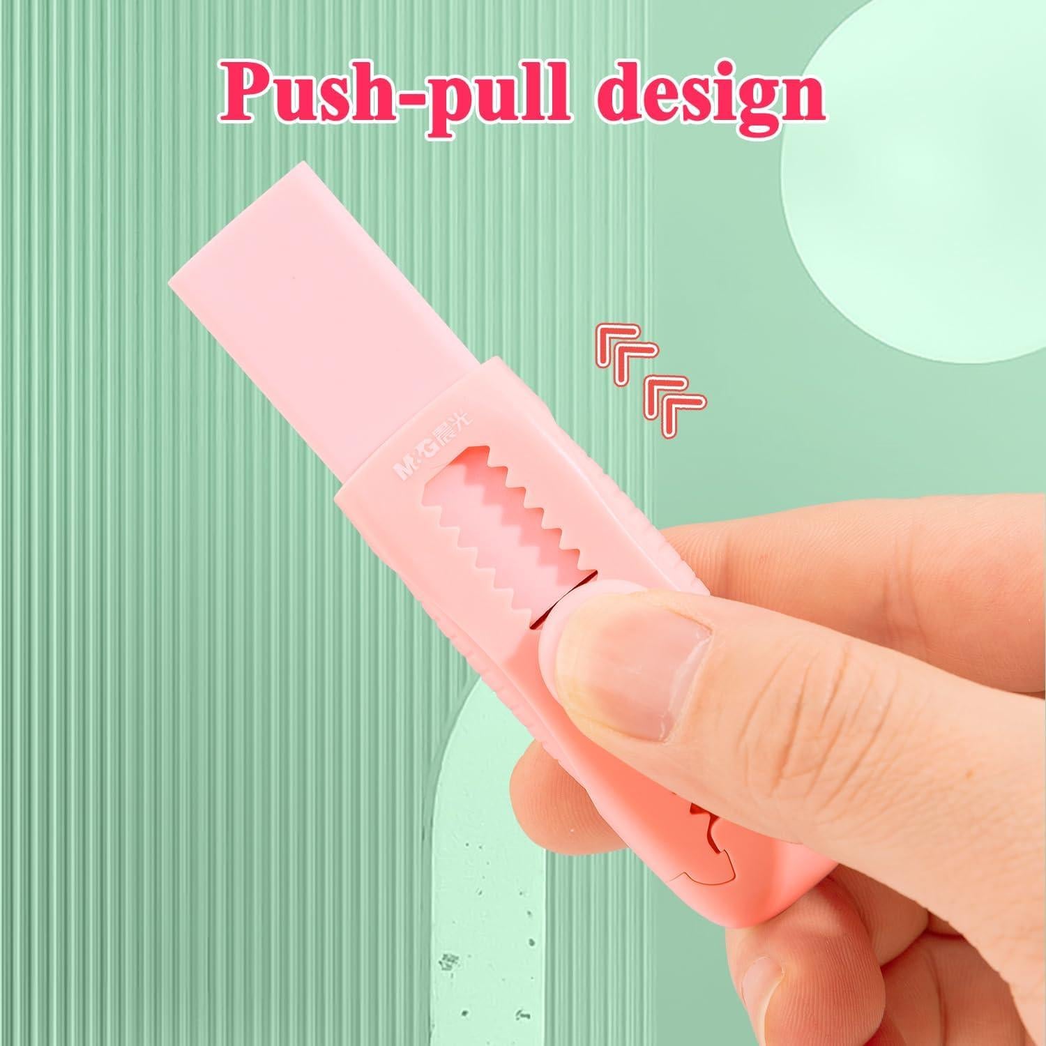 M&G Gomas de Borrar Retráctiles Rosa - Paquete 4+1, PVC