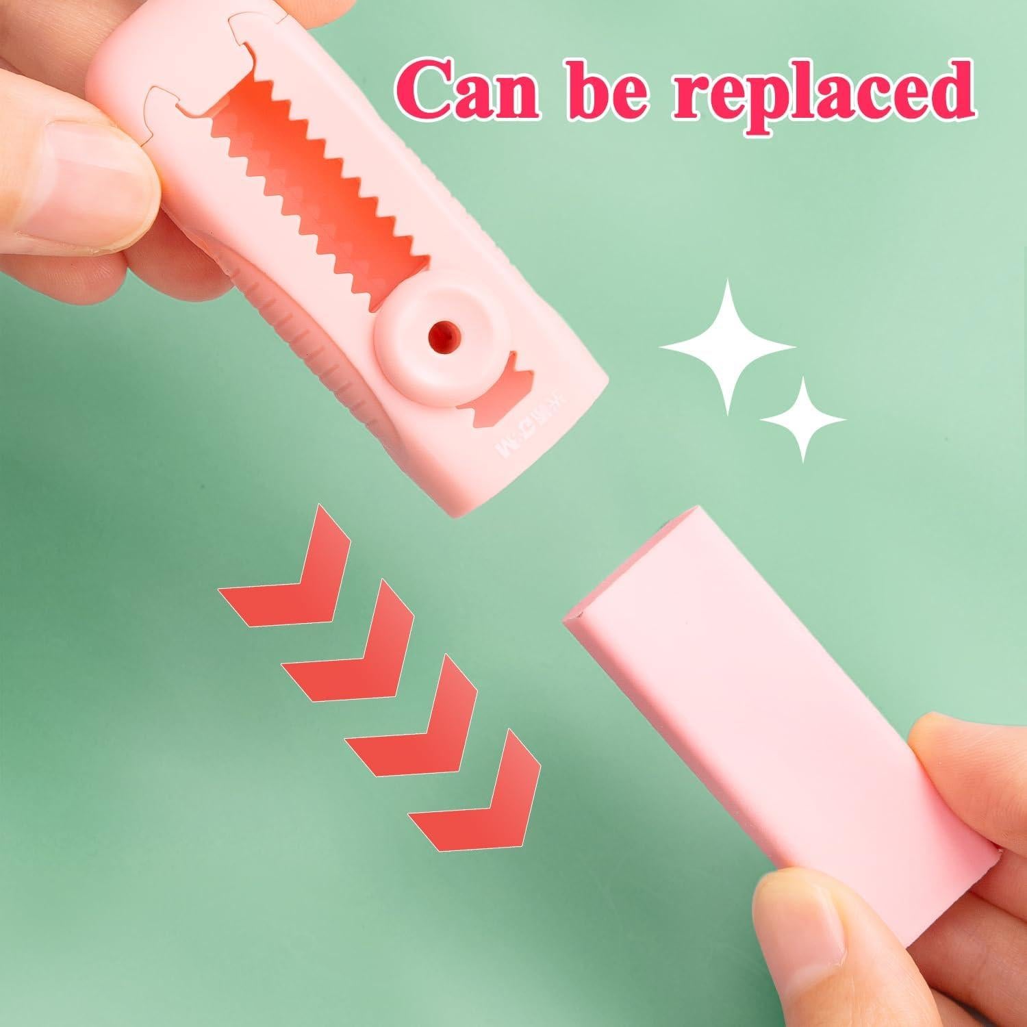 M&G Gomas de Borrar Retráctiles Rosa - Paquete 4+1, PVC