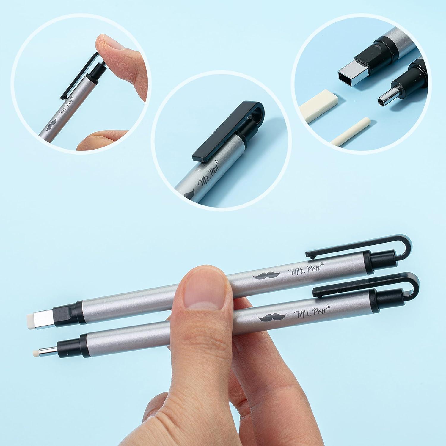 Borrador estilo bolígrafo Mr. Pen, 2 unidades, plateado