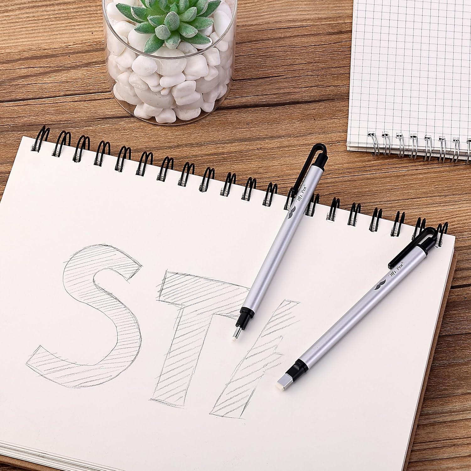 Borrador estilo bolígrafo Mr. Pen, 2 unidades, plateado