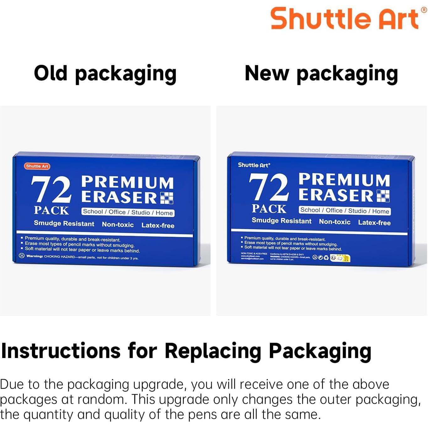 Borradores Shuttle Art 72 Piezas Blancos para Aula y Oficina