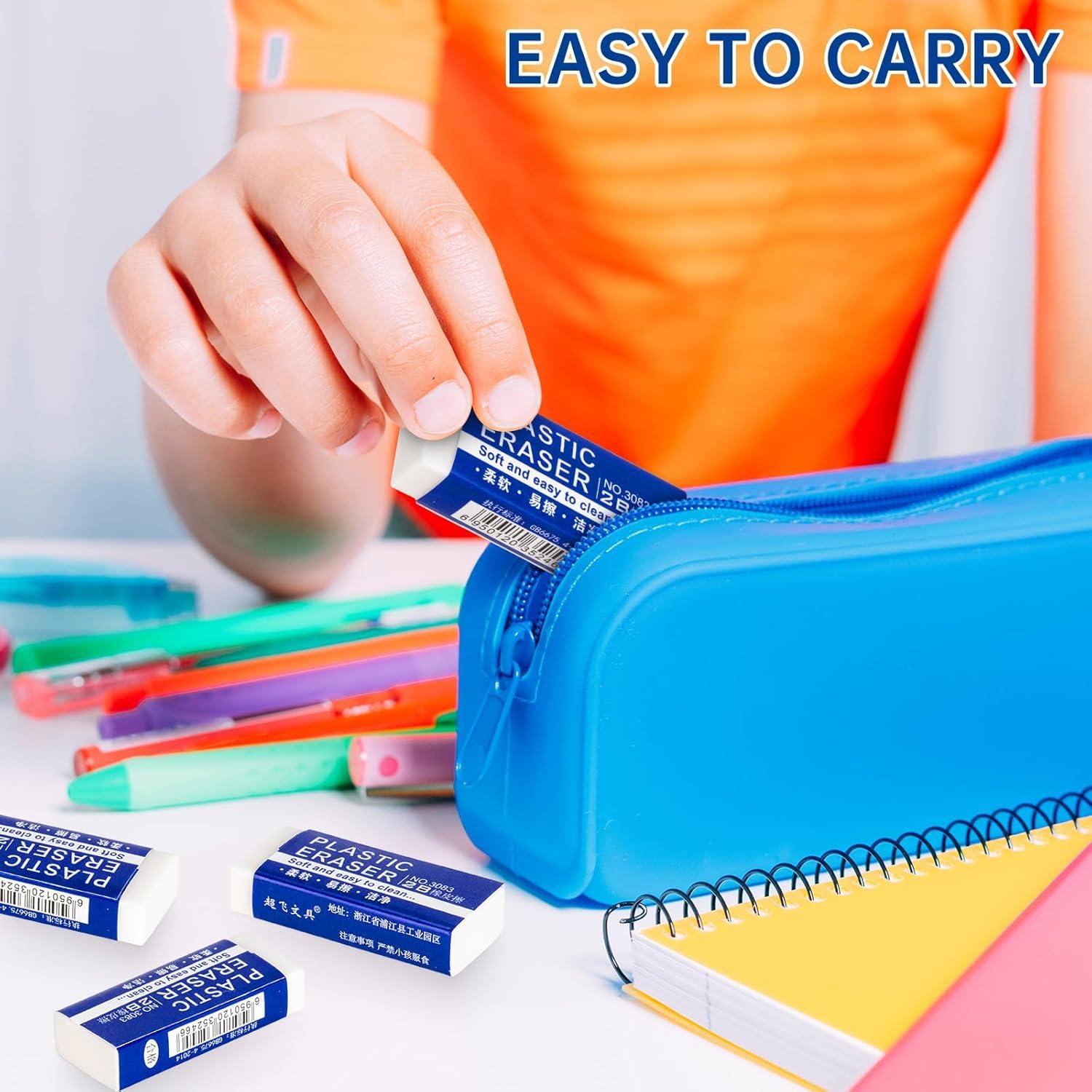 Paquete de 12 Gomas de Borrar Pocurhi Rectangulares Blancas