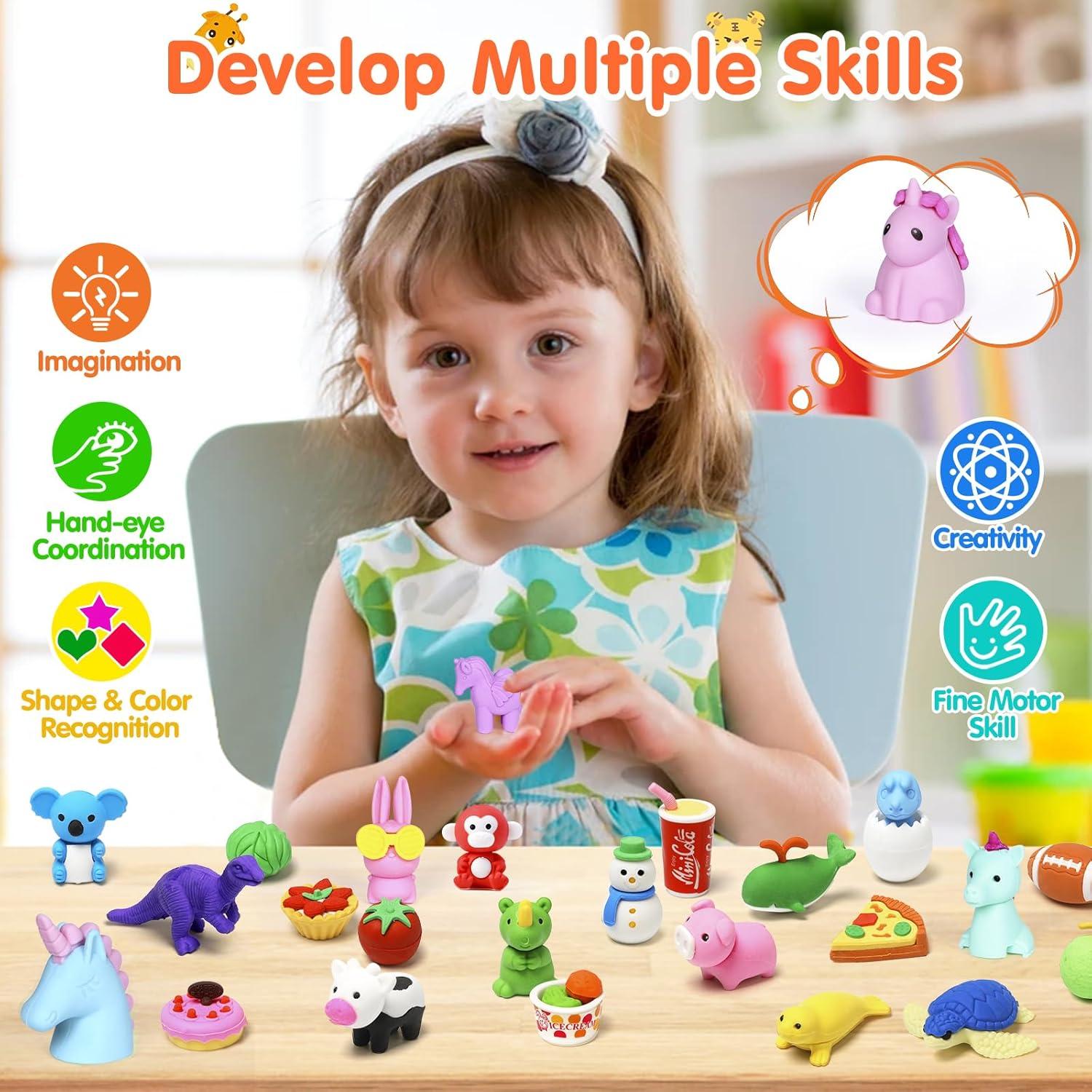 Paquete de 120 Borradores de Animales Moosia - Juguetes Educativos