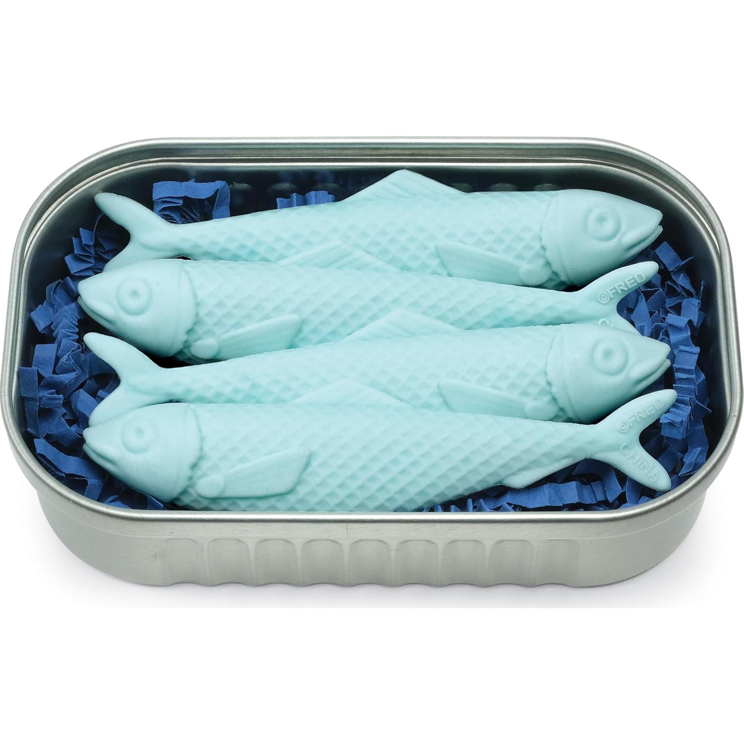 Set de 4 Borradores en Forma de Sardina Genuine Fred - Accesorio Divertido