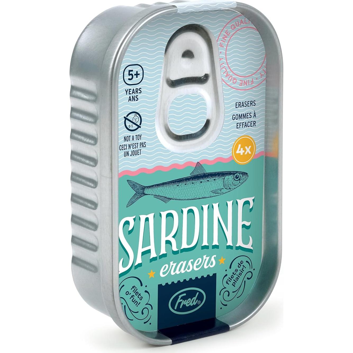 Set de 4 Borradores en Forma de Sardina Genuine Fred - Accesorio Divertido