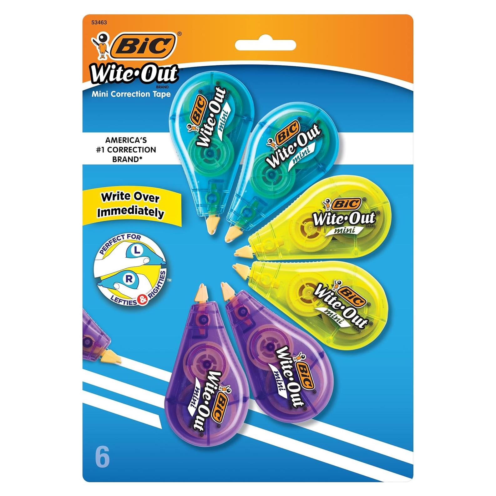 Cinta de Corrección Mini BIC Wite-Out, 6 Dispensadores, 5 Metros