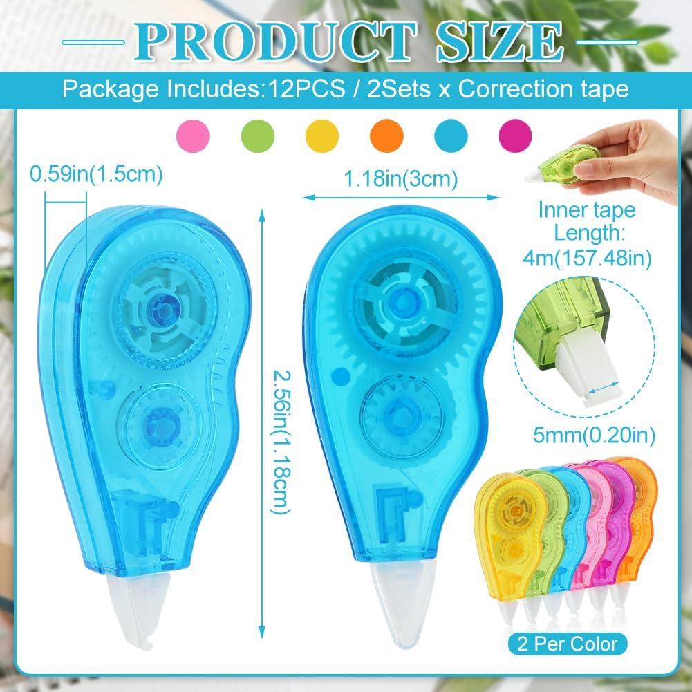 Cinta Correctora Blanca 12 Pcs EMVANV, 4m x 5mm, Compacta