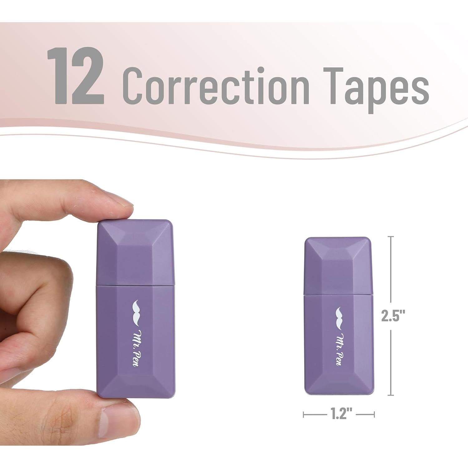 Cinta Correctora Mr. Pen 12pcs 0.51cm x 600.84cm Colores Pastel