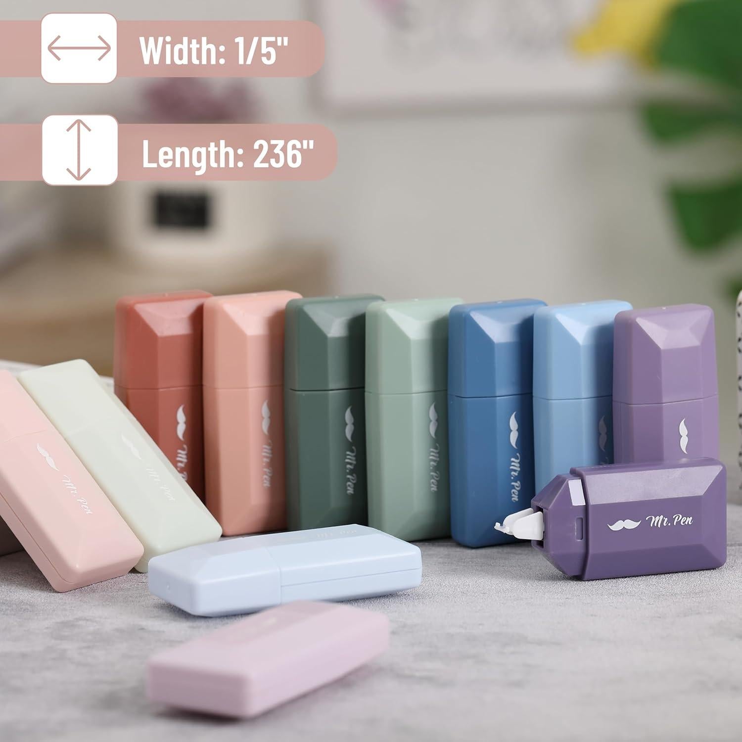 Cinta Correctora Mr. Pen 12pcs 0.51cm x 600.84cm Colores Pastel