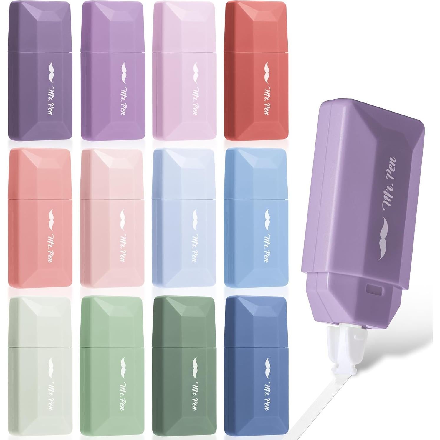 Cinta Correctora Mr. Pen 12pcs 0.51cm x 600.84cm Colores Pastel