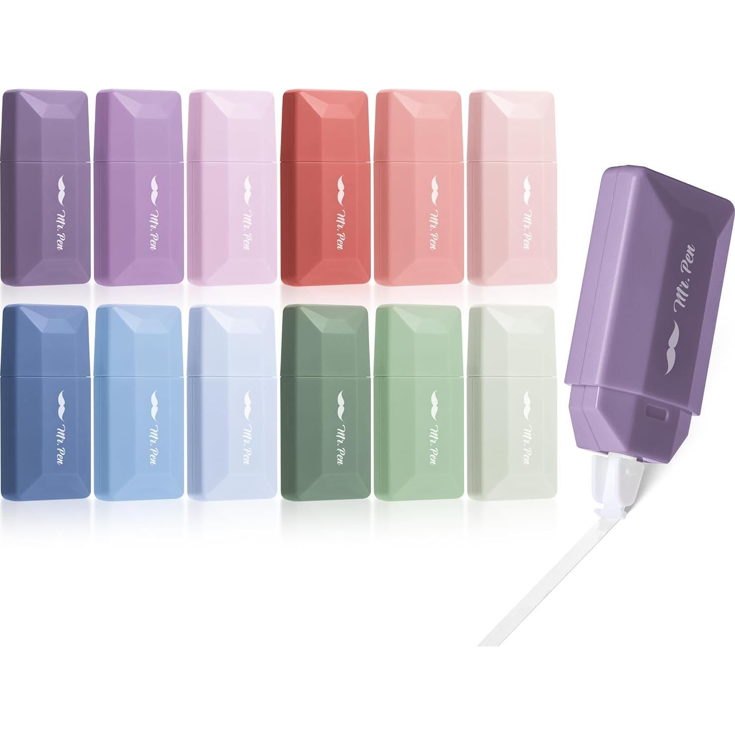 Cinta Correctora Mr. Pen 12pcs 0.51cm x 600.84cm Colores Pastel