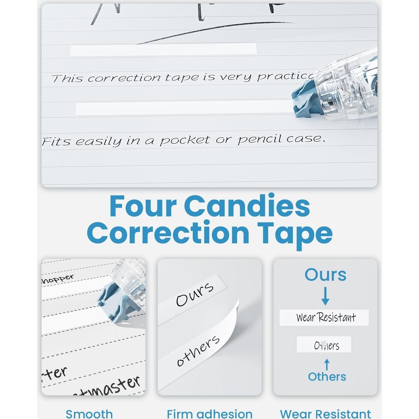 Cinta Correctora Retráctil Four Candies 2PCS Durazno Rosa