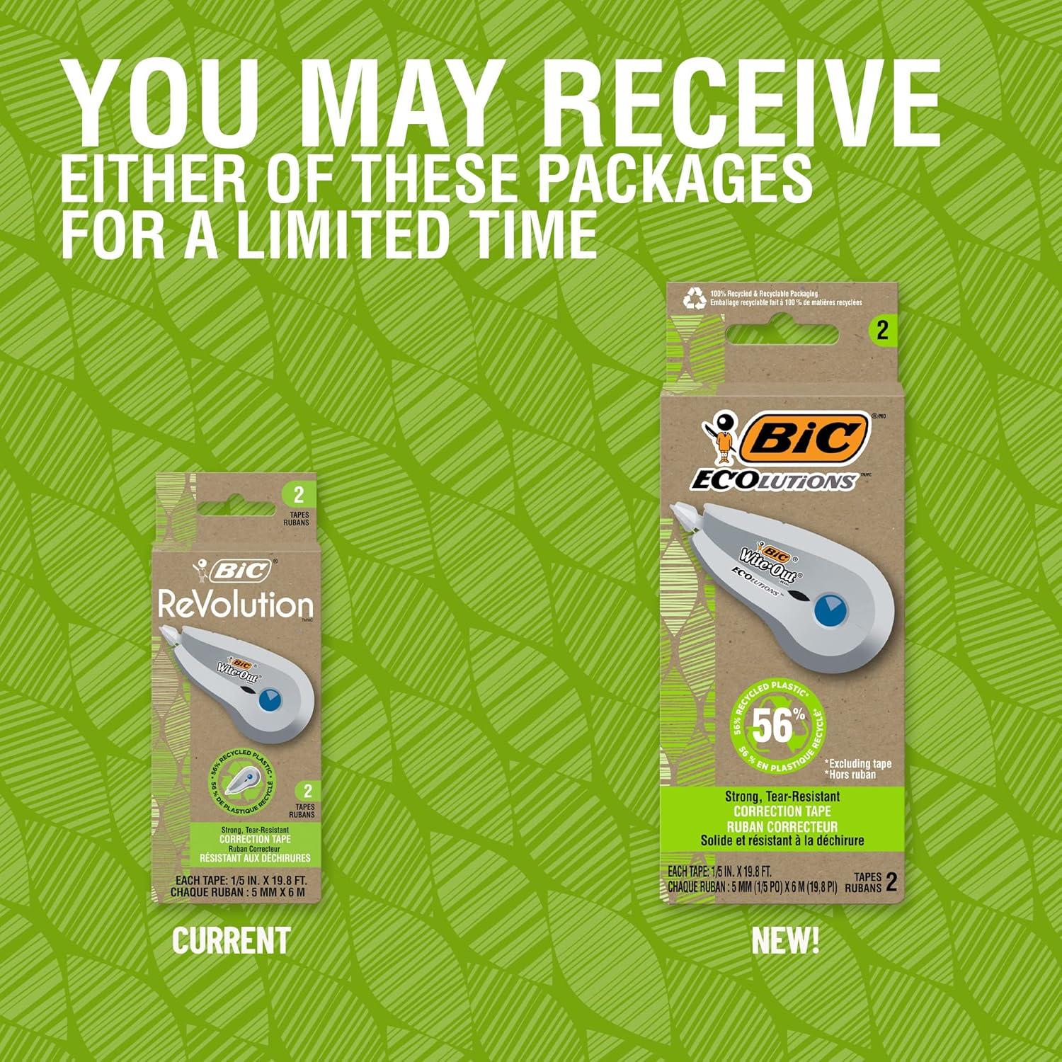 Cinta Correctora BIC Ecolutions Wite-Out 2 Unidades 6.04m