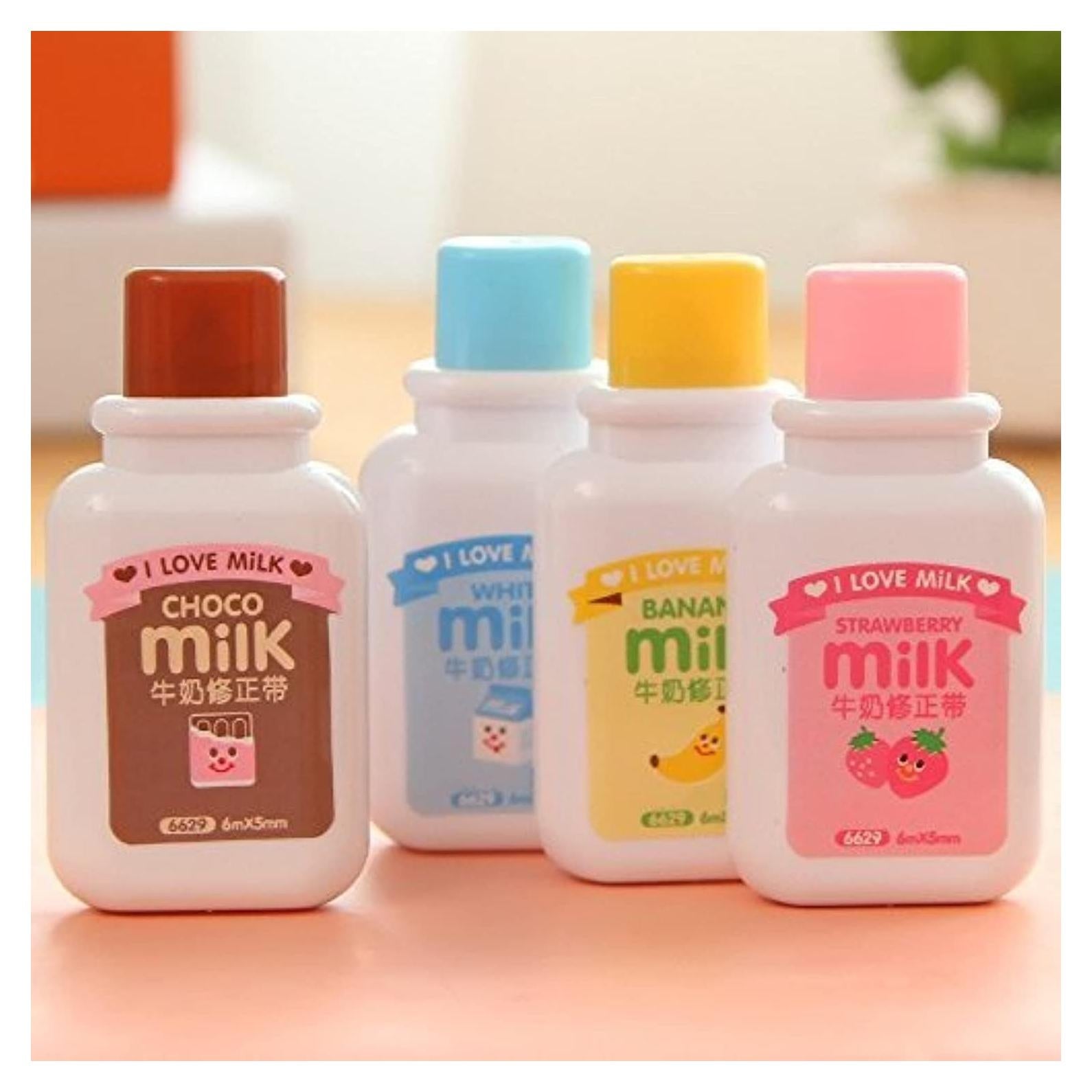 Cinta Correctora Mini Kasmena 4 Pcs Botella de Leche 6m