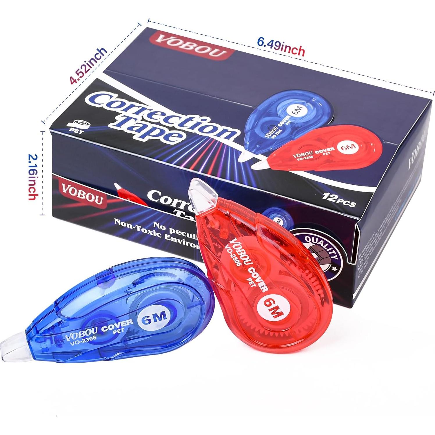 Cinta Correctora Vobou 12 Unidades Rojo y Azul 6M x 0.5cm