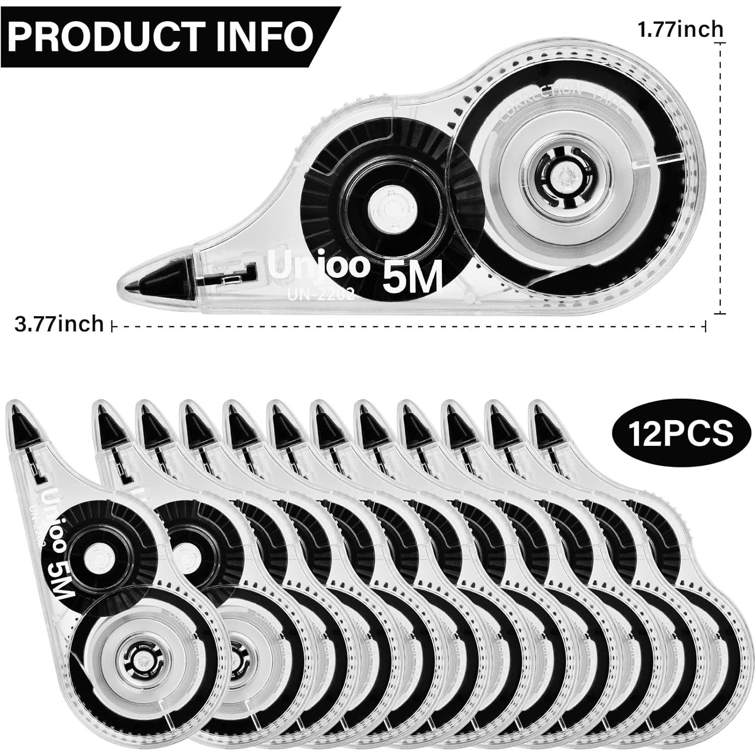 Cinta Correctora Unjoo 12 Piezas 5M Blanca Ergonomica