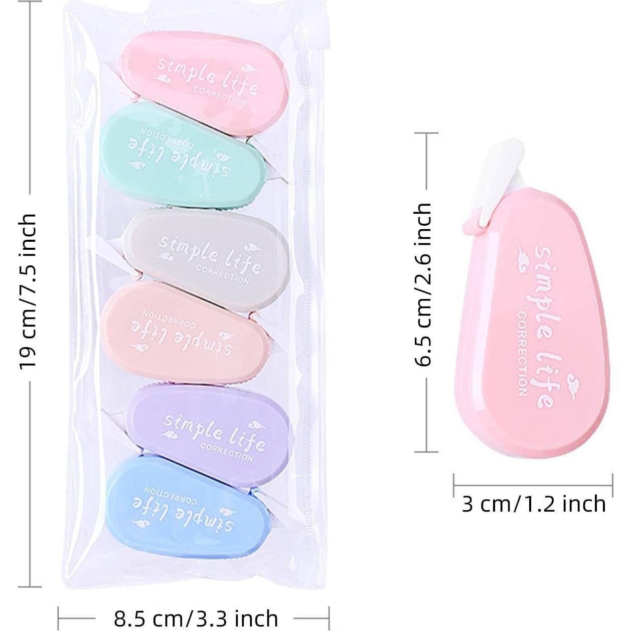 Paquete de 12 Cintas Correctoras GINCEVHY Multicolor 0.51 cm