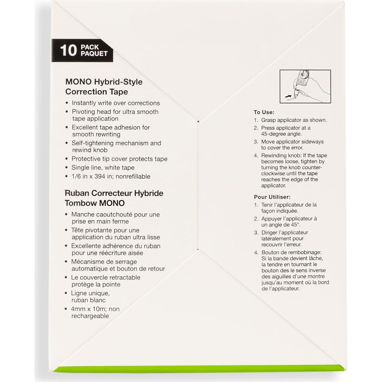 Cinta Correctora Híbrida Tombow 68721, Paquete de 10 Unidades