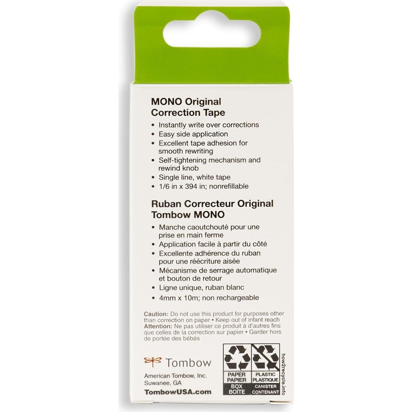 Cinta Correctora Tombow 68627 Blanca No Recargable 0.43 cm x 1000.6 cm