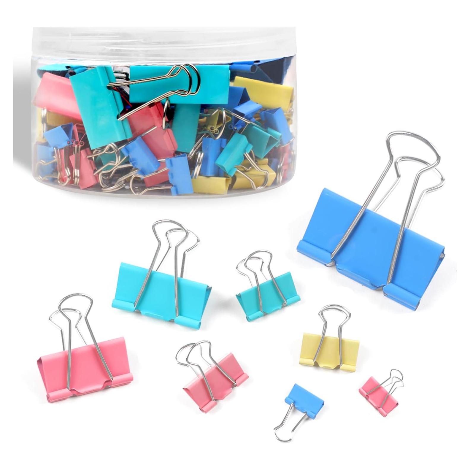 Clips de Carpeta Joyberg 125 Pcs Colores Mixtos 6 Tamaños