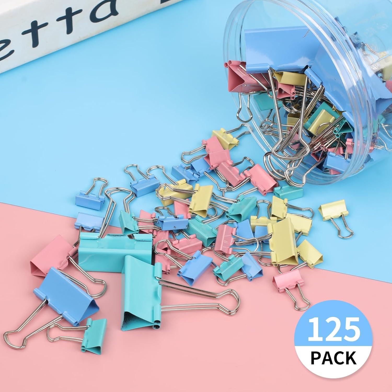 Clips de Carpeta Joyberg 125 Pcs Colores Mixtos 6 Tamaños