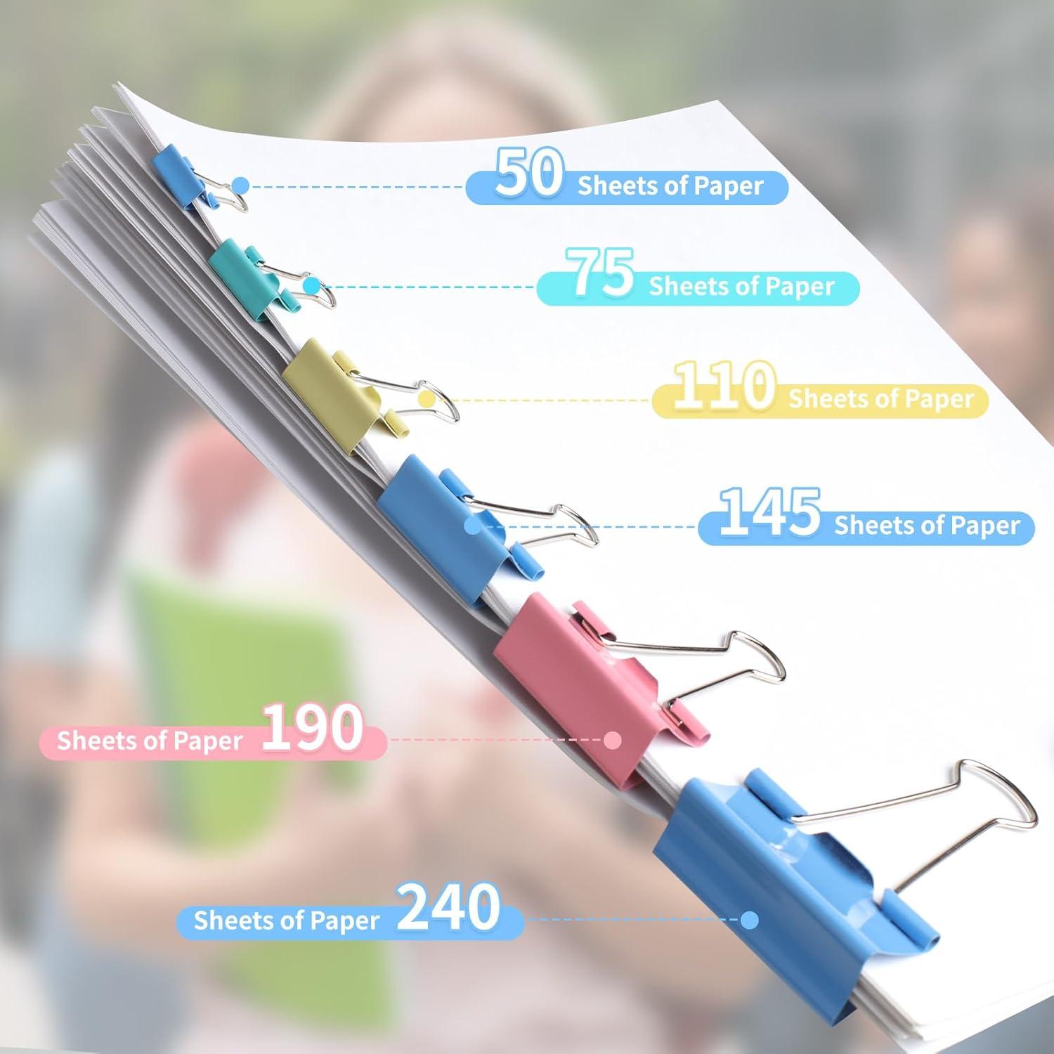 Clips de Carpeta Joyberg 125 Pcs Colores Mixtos 6 Tamaños