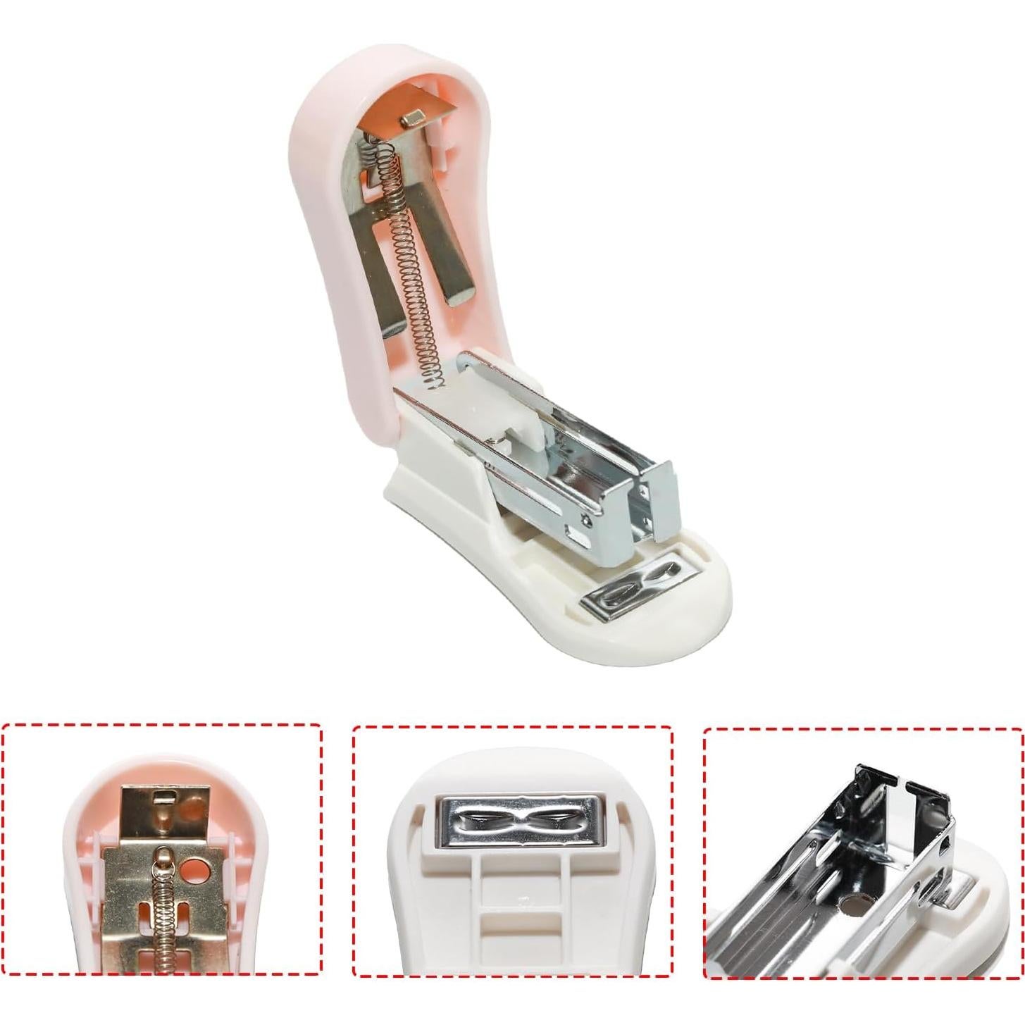 Grapadora Miniatura Lilaly Rosa para Escritorio - 20 Hojas