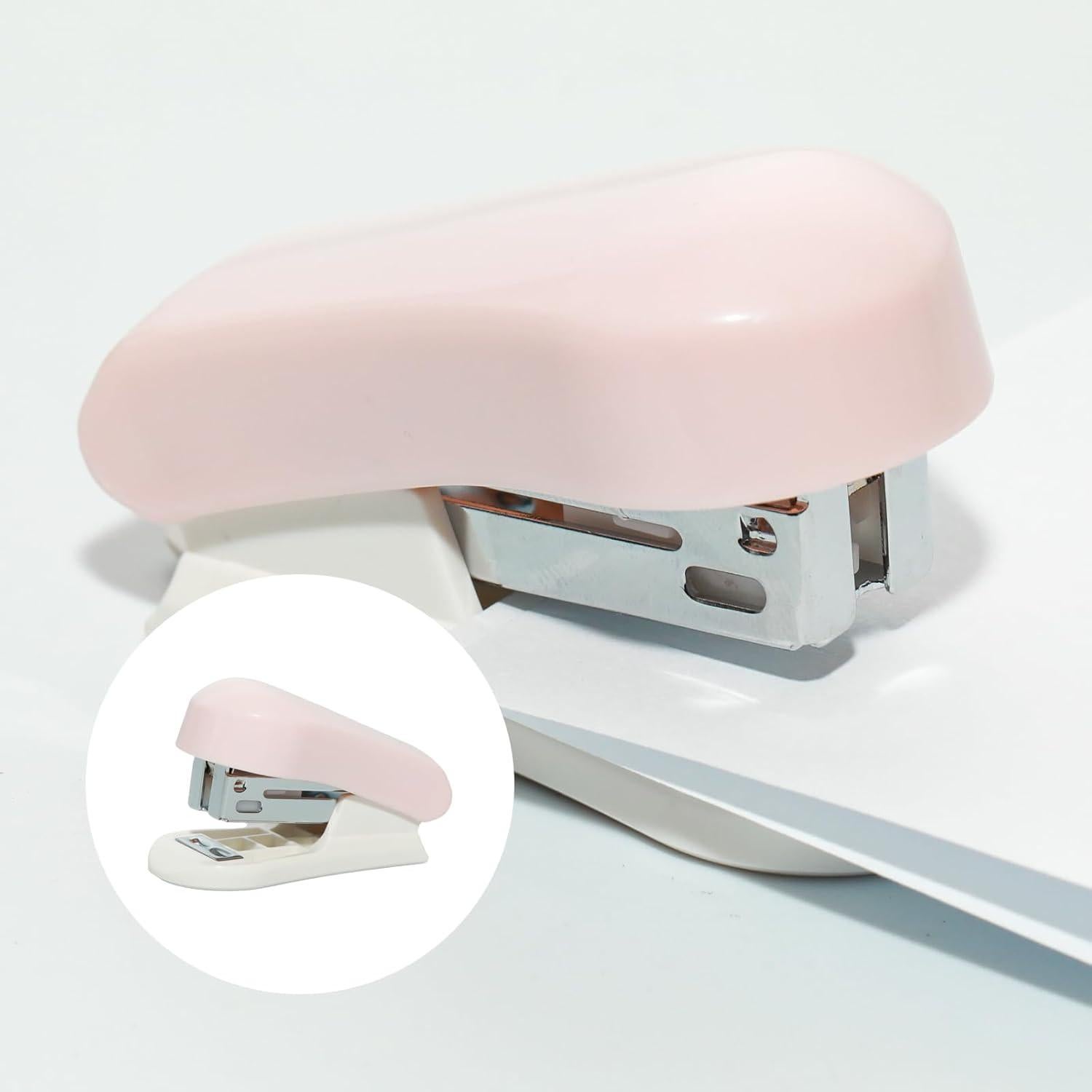 Grapadora Miniatura Lilaly Rosa para Escritorio - 20 Hojas