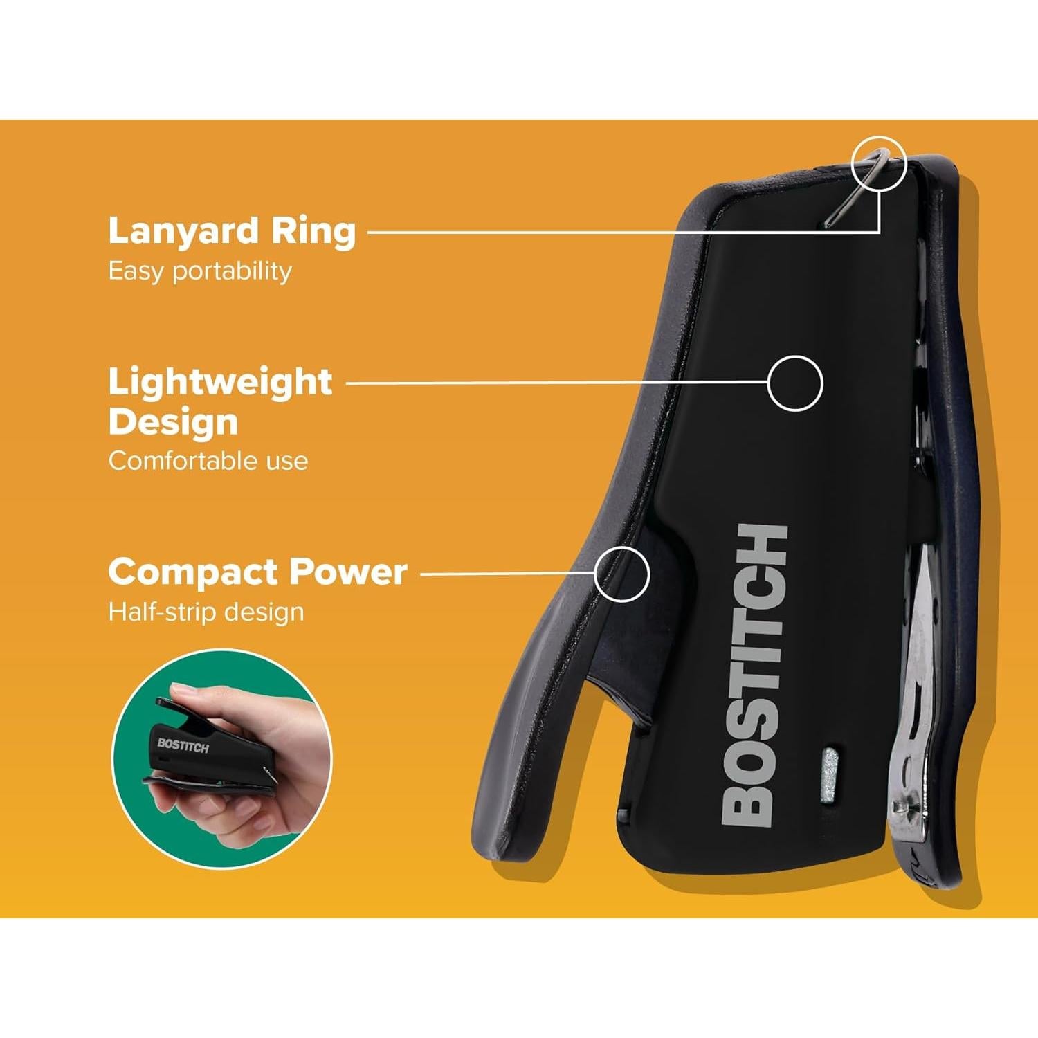 Grapadora Mini Nano Bostitch, Negro, Paquete de 2 Unidades