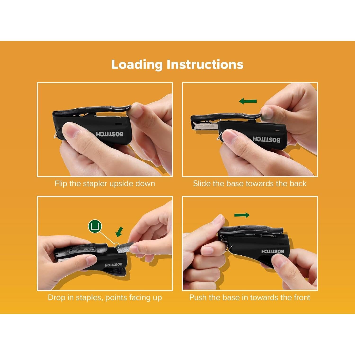 Grapadora Mini Nano Bostitch, Negro, Paquete de 2 Unidades