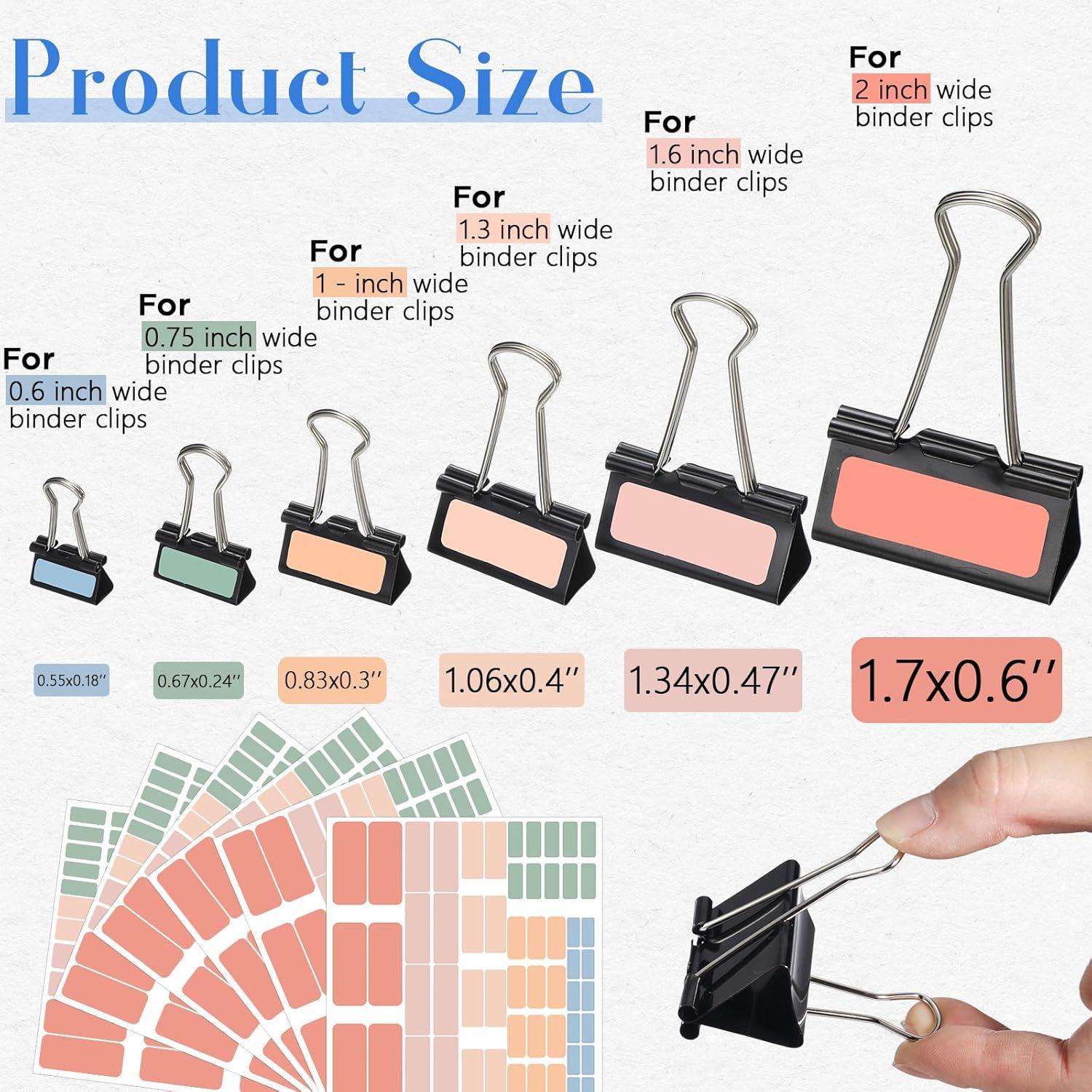 208 Clips de Carpeta Fuyoooo con Etiquetas Adhesivas - 6 Tamaños