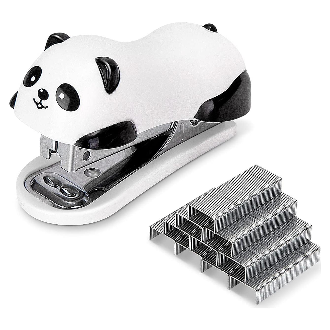 Grapadora Mini Deli Panda con 1000 Grapas No. 10 y Removedor