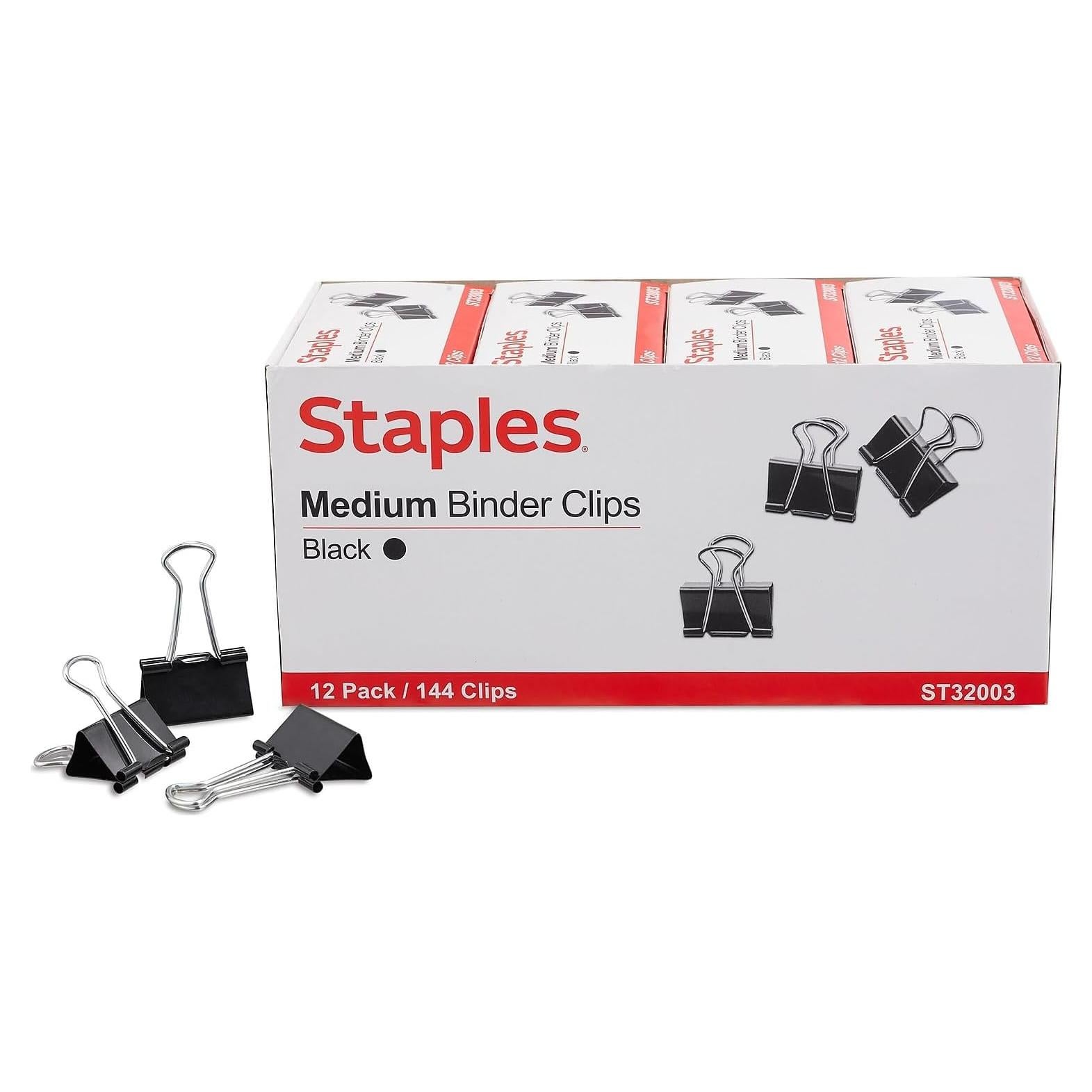 Grapas de Carpeta Medianas Staples, 144 Unidades, Negro