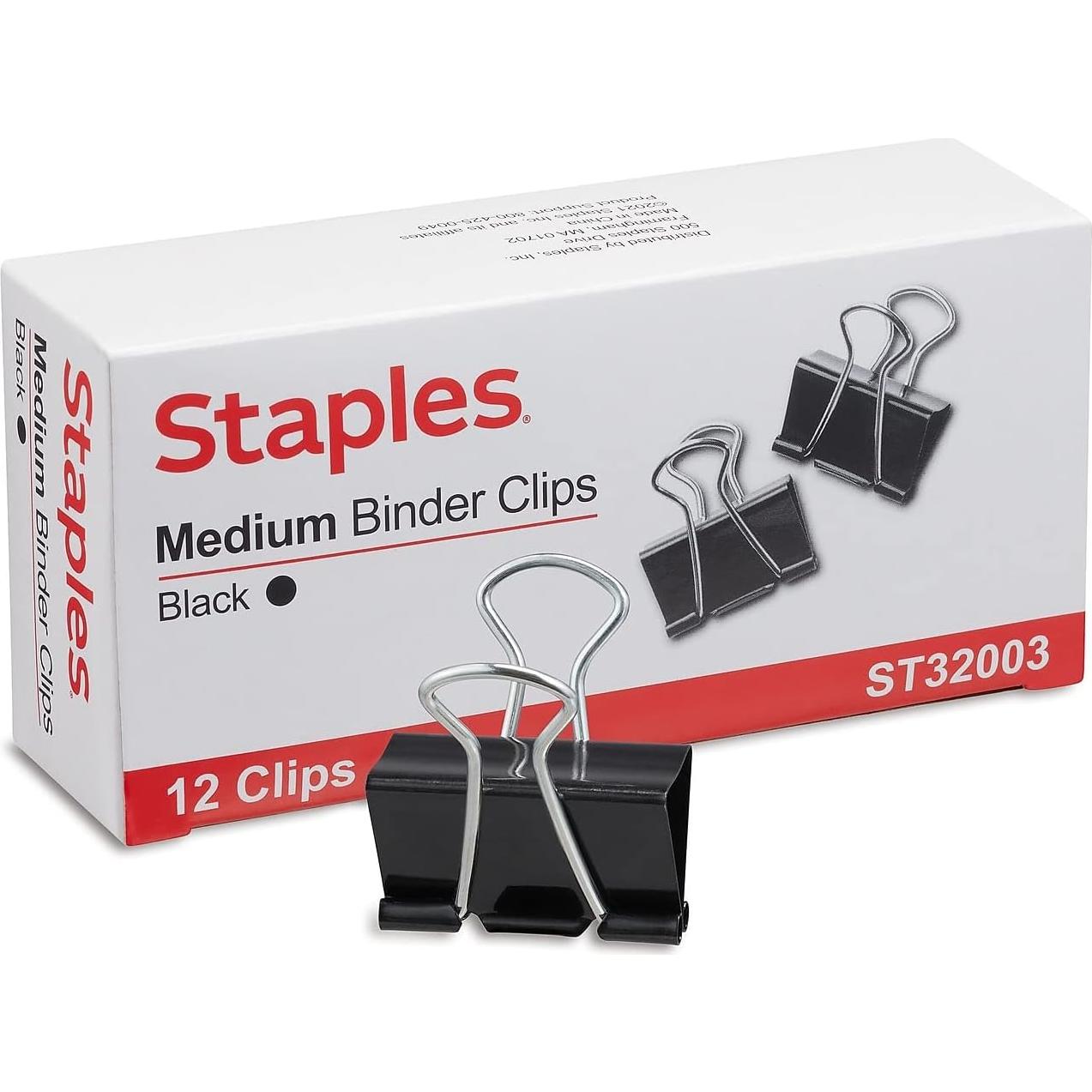 Grapas de Carpeta Medianas Staples, 144 Unidades, Negro