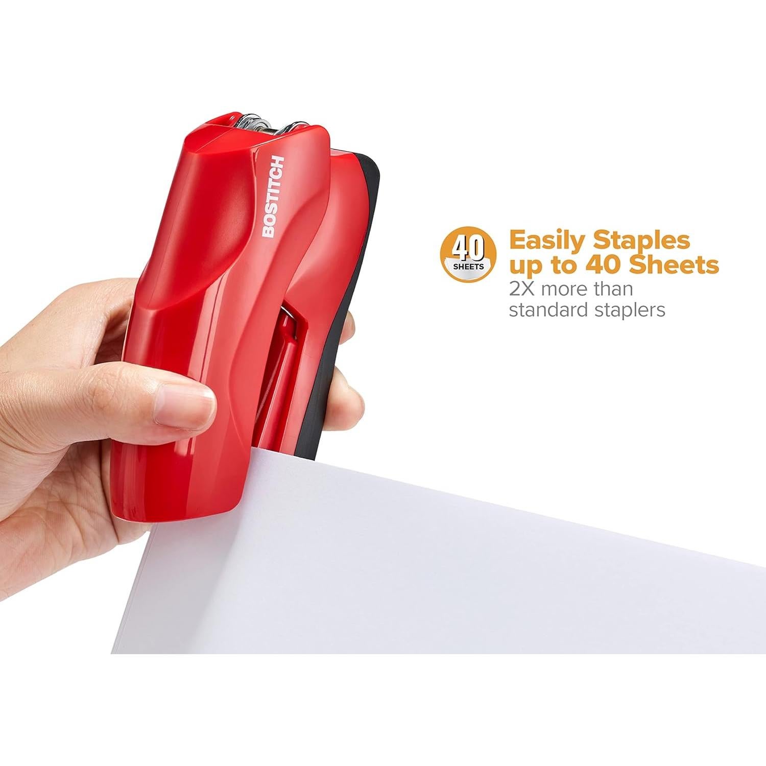 Grapadora Bostitch Roja Pesada 40 Hojas + 1250 Grapas