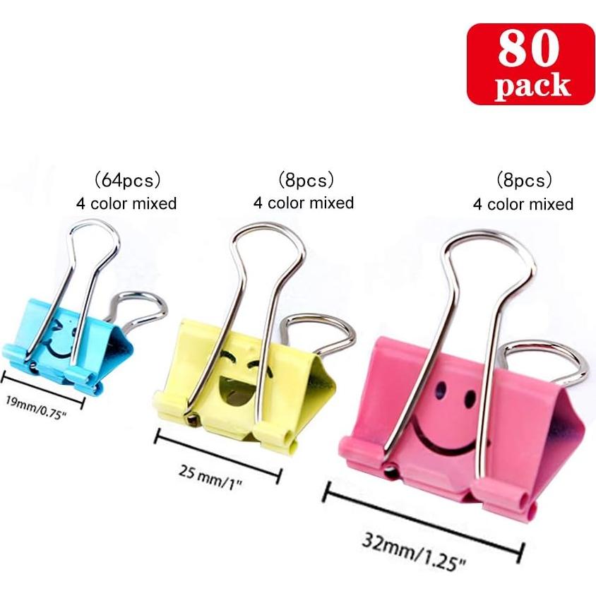 80 Clips de Binder Limque de Colores Variados para Oficina