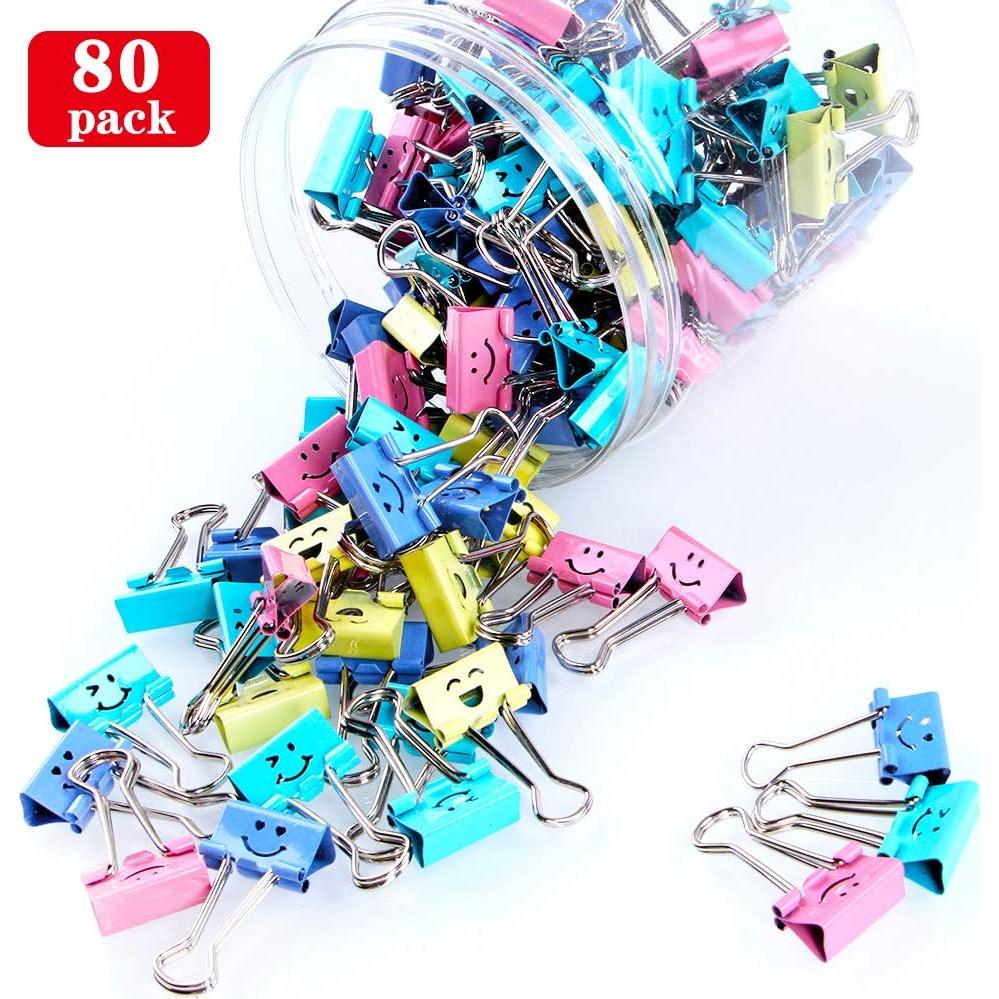 80 Clips de Binder Limque de Colores Variados para Oficina