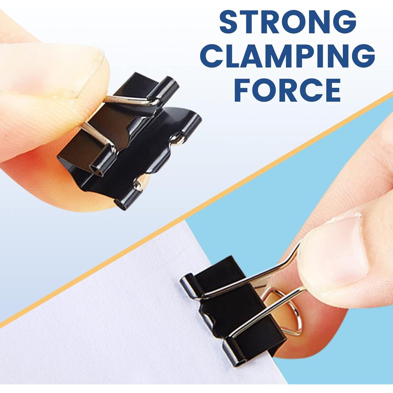 208 Clips de Carpeta de Metal EFOK en 6 Tamaños Negros