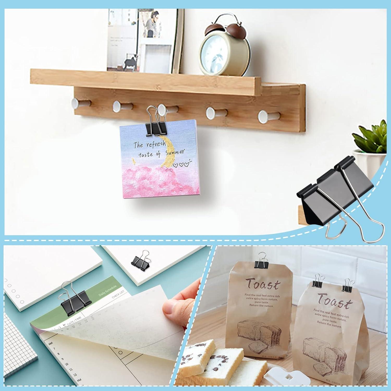 208 Clips de Carpeta de Metal EFOK en 6 Tamaños Negros